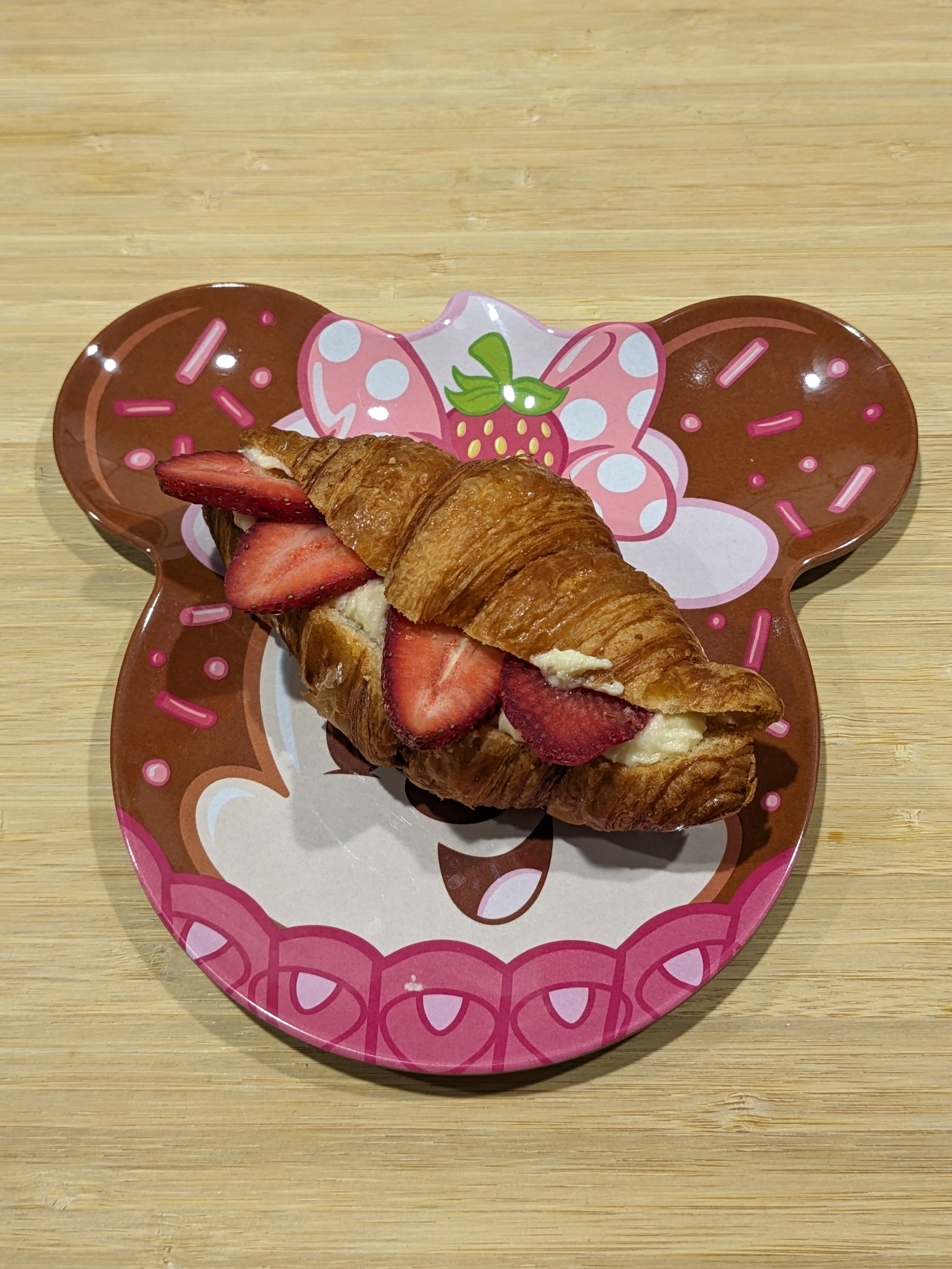 Strawberry cream croissant taken with Google Pixel Fold.